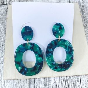 Acrylic Green mixed Earrings